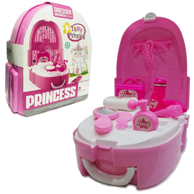 17 Pcs Makeup Backpack | Fairy Princess Dresser Backpack
