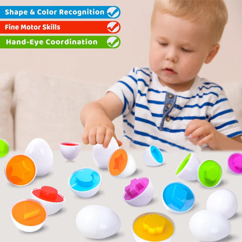 12 Pcs Montessori Kids Learning & Matching Eggs
