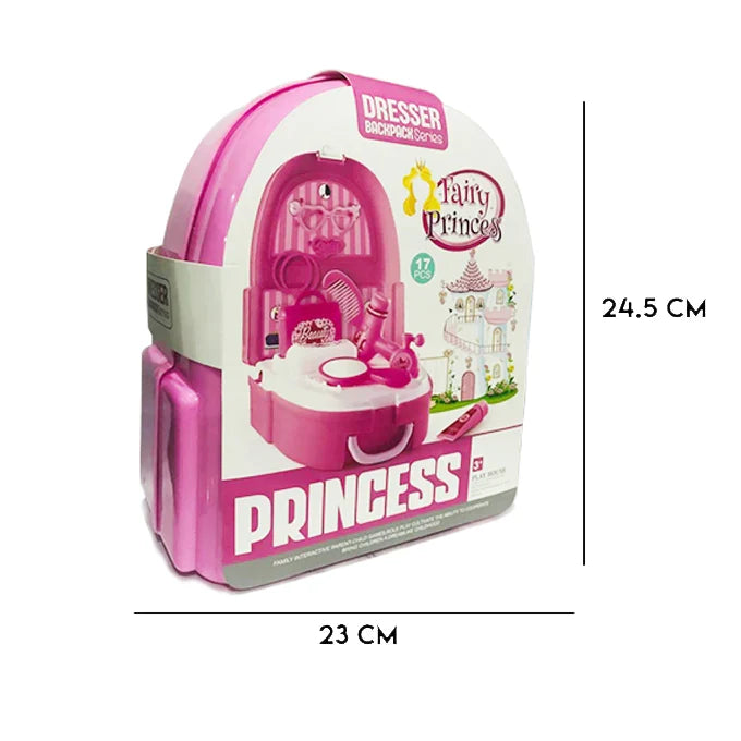 17 Pcs Makeup Backpack | Fairy Princess Dresser Backpack