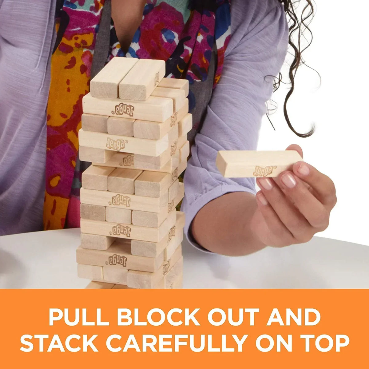 Jenga Classic Wooden Block Stacking Game – 54 pcs Family Game for Kids & Adults